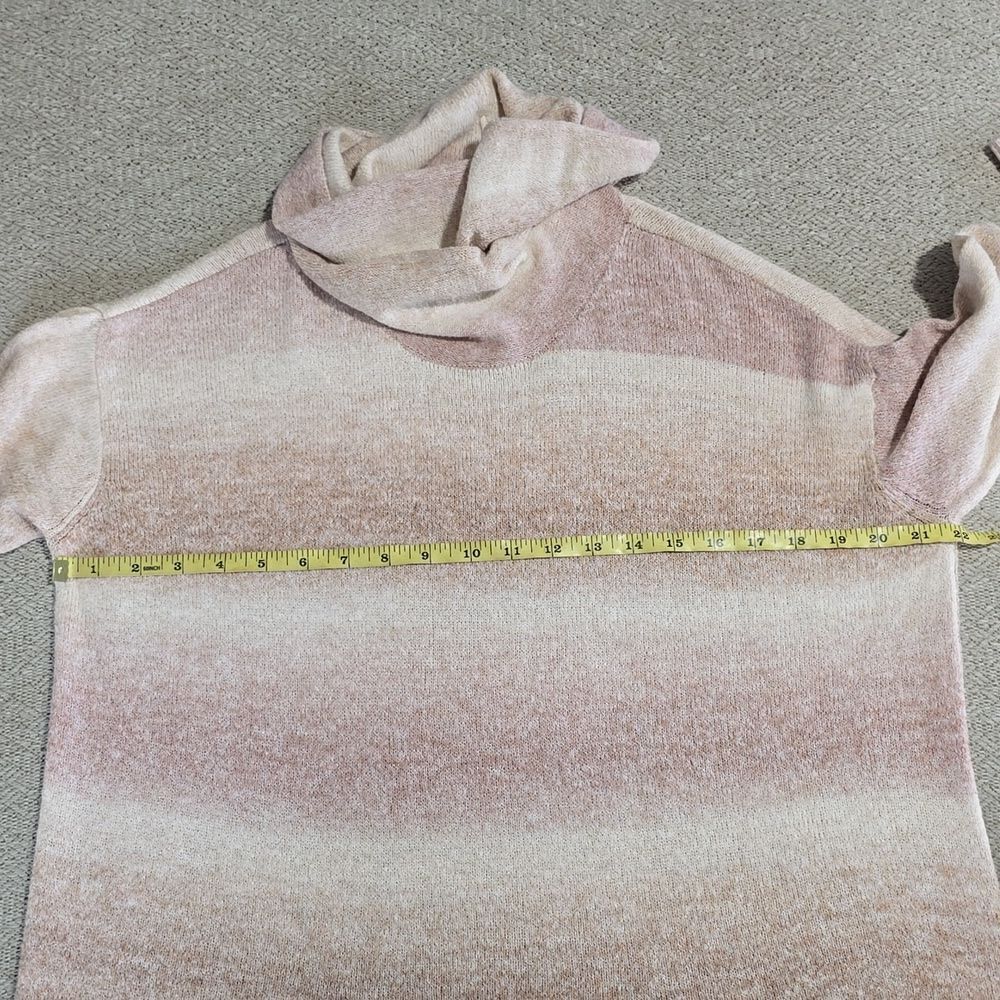 American Eagle Ombre Stripes Cream Mauve Tan Pink Cowl Neck Oversized Sweater-XS - Picture 6 of 13